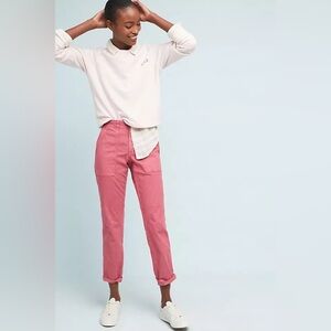 Anthropologie The Wonderer Light Pink Pant Size 25 Cotton Linen Utility Ankle